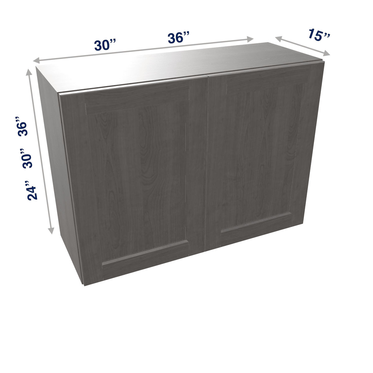 Smoky-Grey Assembled Wall Cabinet Abridged Deep 15"