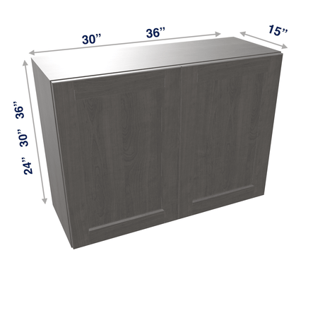 Smoky-Grey Assembled Wall Cabinet Abridged Deep 15"