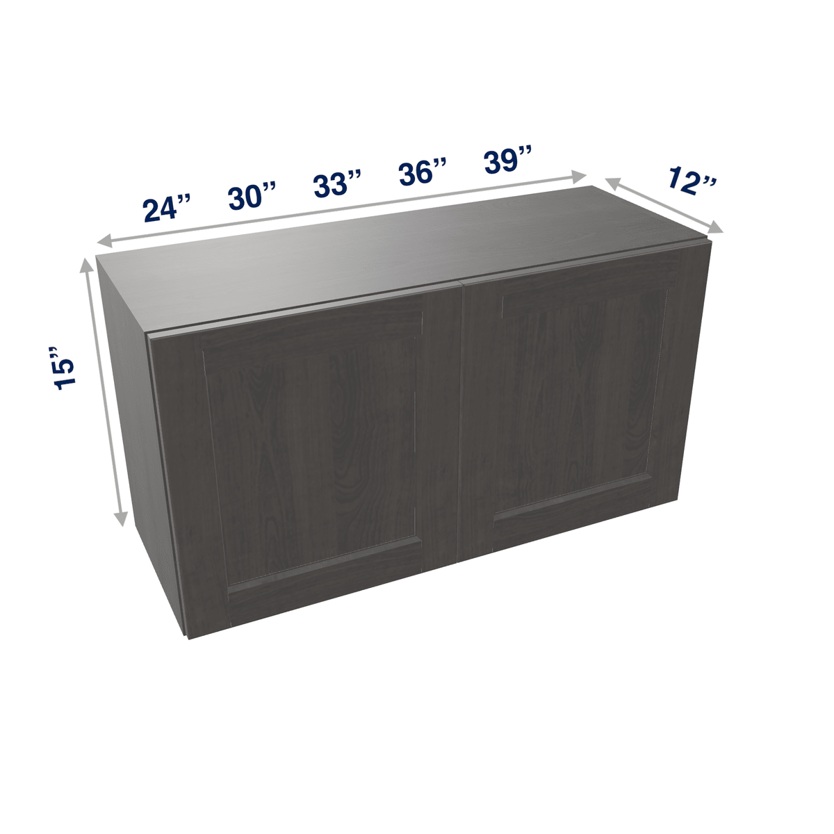 Smoky-Grey Assembled Wall Cabinet Abridged 15" High 2 Door