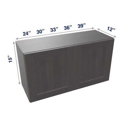 Smoky-Grey Assembled Wall Cabinet Abridged 15" High 2 Door