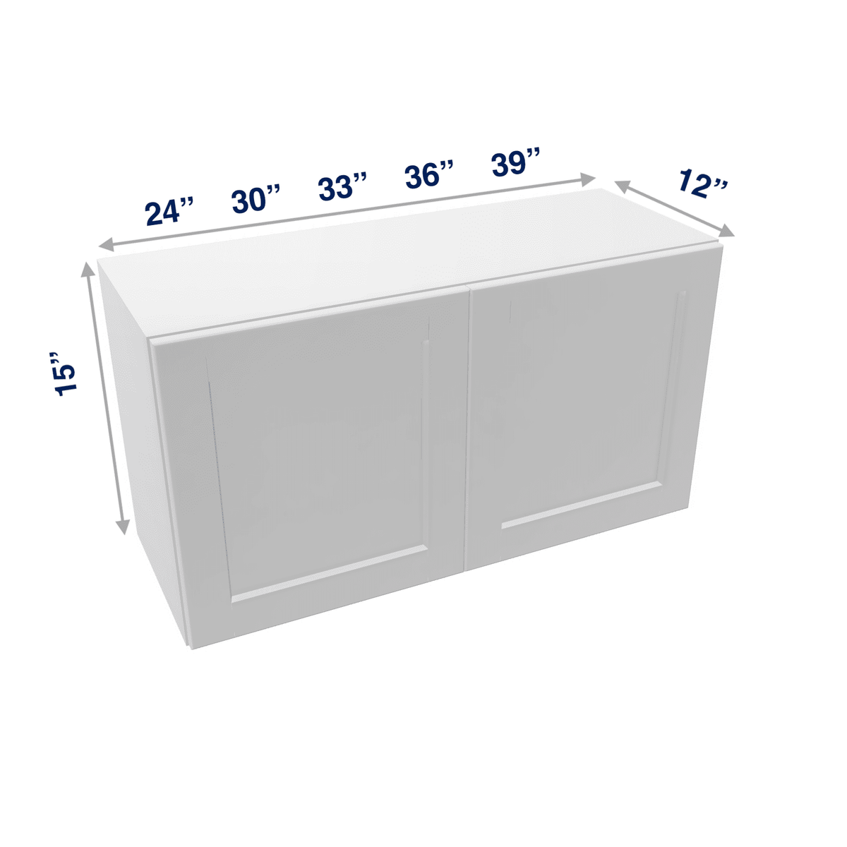 Luxor-White Assembled Wall Cabinet Abridged 15" High 2 Door