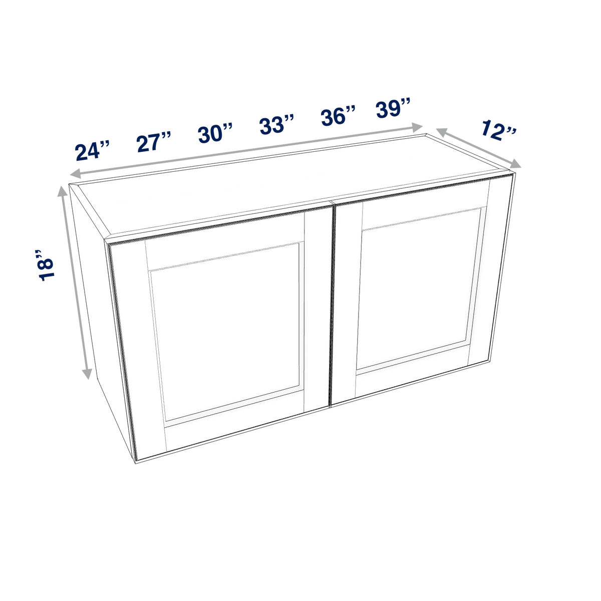 Smoky-Grey Assembled Wall Cabinet Abridged 18" High 2 Door