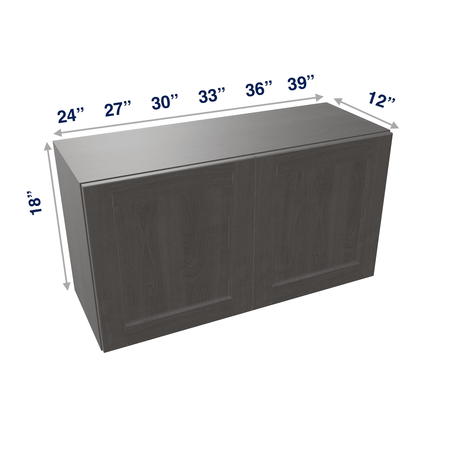Smoky-Grey Assembled Wall Cabinet Abridged 18" High 2 Door