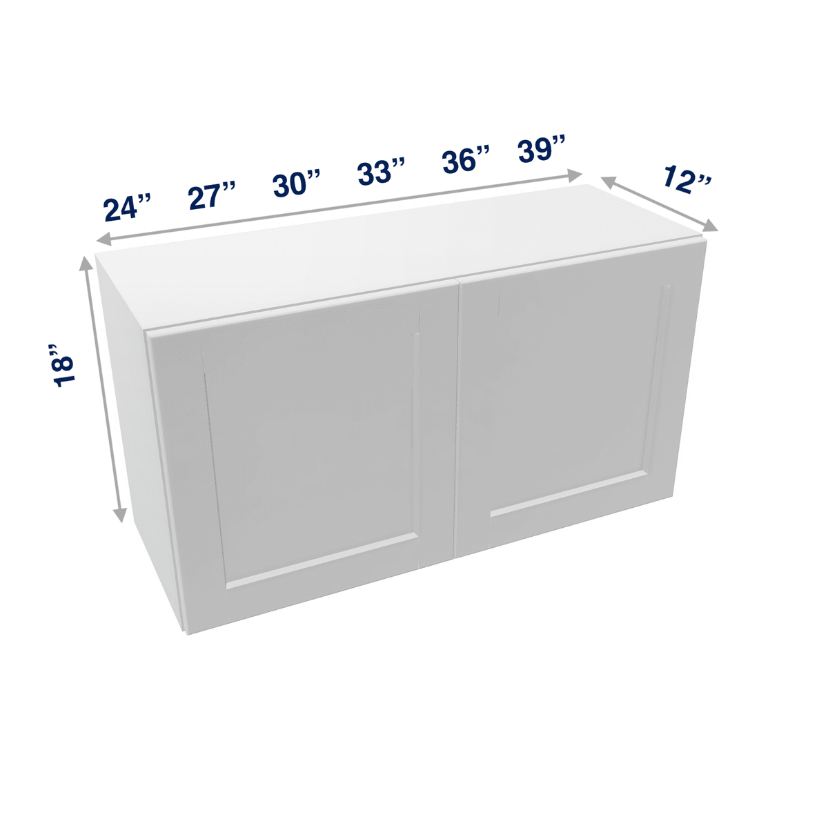 Luxor-White Assembled Wall Cabinet Abridged 18" High 2 Door