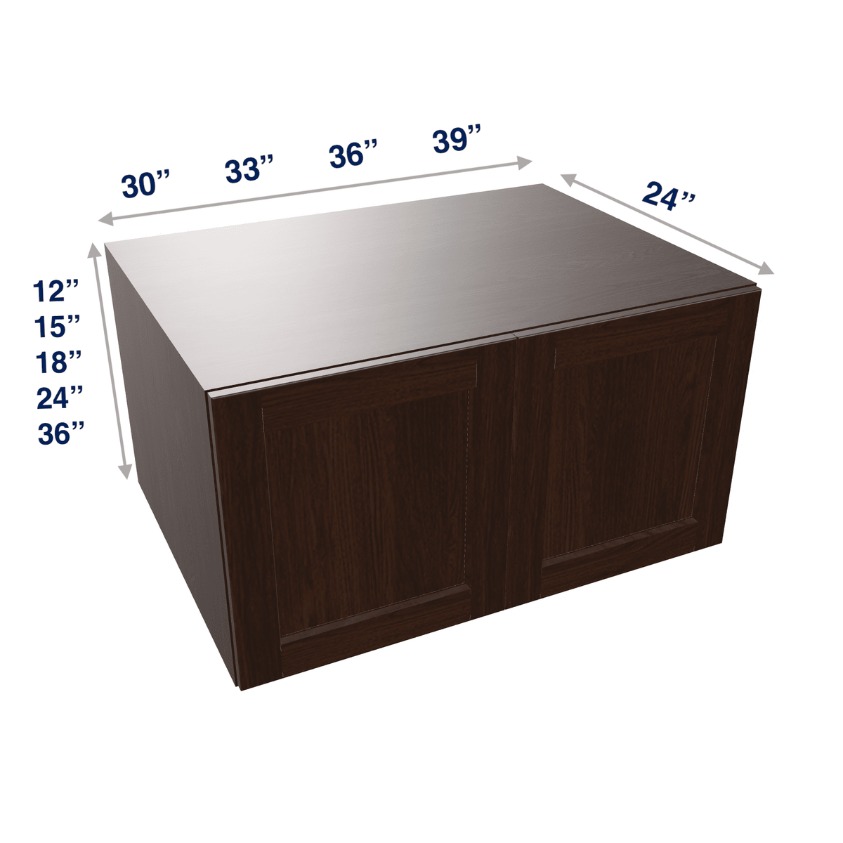 Espresso Assembled Wall Cabinet Abridged Deep Refrigerator 24"