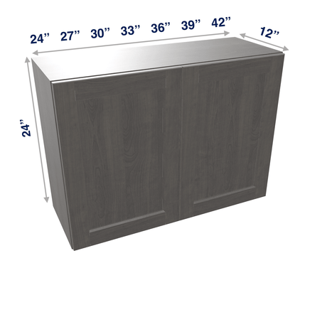 Smoky-Grey Assembled Wall Cabinet Abridged 24" High 2 Door