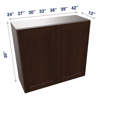Espresso Assembled Wall Cabinet 2 Door 30" High