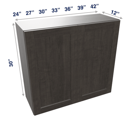 Smoky-Grey Assembled Wall Cabinet 2 Door 30" High