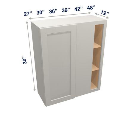 Misty-Grey Assembled Wall Cabinet Corner Blind:  30" High 1 or 2 Door