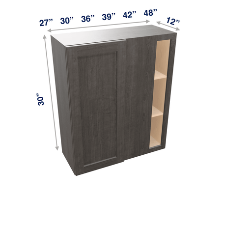 Smoky-Grey Assembled Wall Cabinet Corner Blind:  30" High 1 or 2 Door