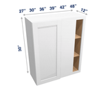 Luxor-White Assembled Wall Cabinet Corner Blind:  30" High 1 or 2 Door