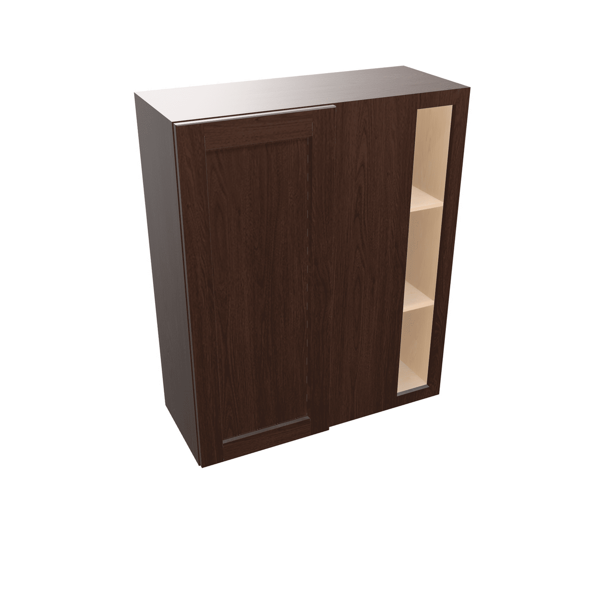 Espresso Assembled Wall Cabinet Corner Blind:  36" High 1 or 2 Door