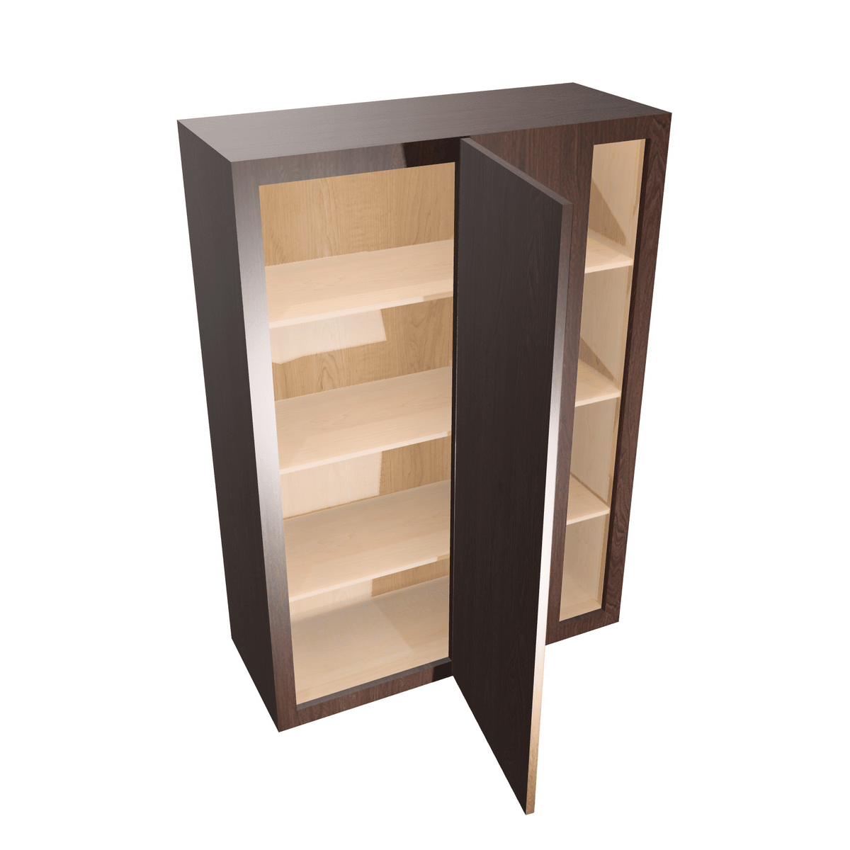 Espresso Assembled Wall Cabinet Corner Blind:  42" High 1 or 2 Door