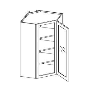 Haven Ridge Wall Cabinet Glass Corner Diagonal 1 Door 24" Deep (Routed for Glass)
