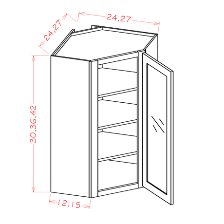 Wall Cabinet Corner Diagonal 24" Deep 