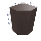 Espresso Assembled Wall Cabinet Corner Diagonal 24" Deep