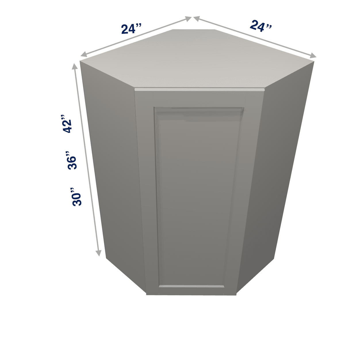 Misty-Grey Assembled Wall Cabinet Corner Diagonal 24" Deep