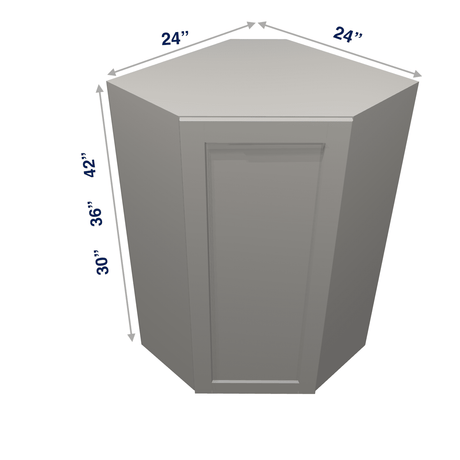 Misty-Grey Assembled Wall Cabinet Corner Diagonal 24" Deep
