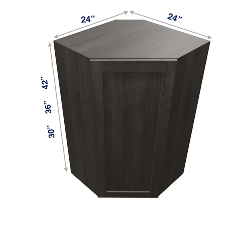Smoky-Grey Assembled Wall Cabinet Corner Diagonal 24" Deep