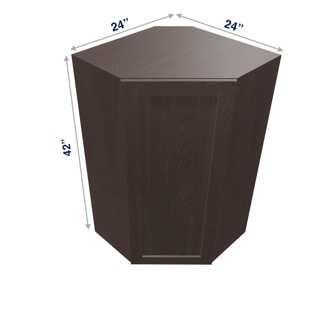 Espresso Assembled Wall Cabinet Corner Diagonal 24" Deep