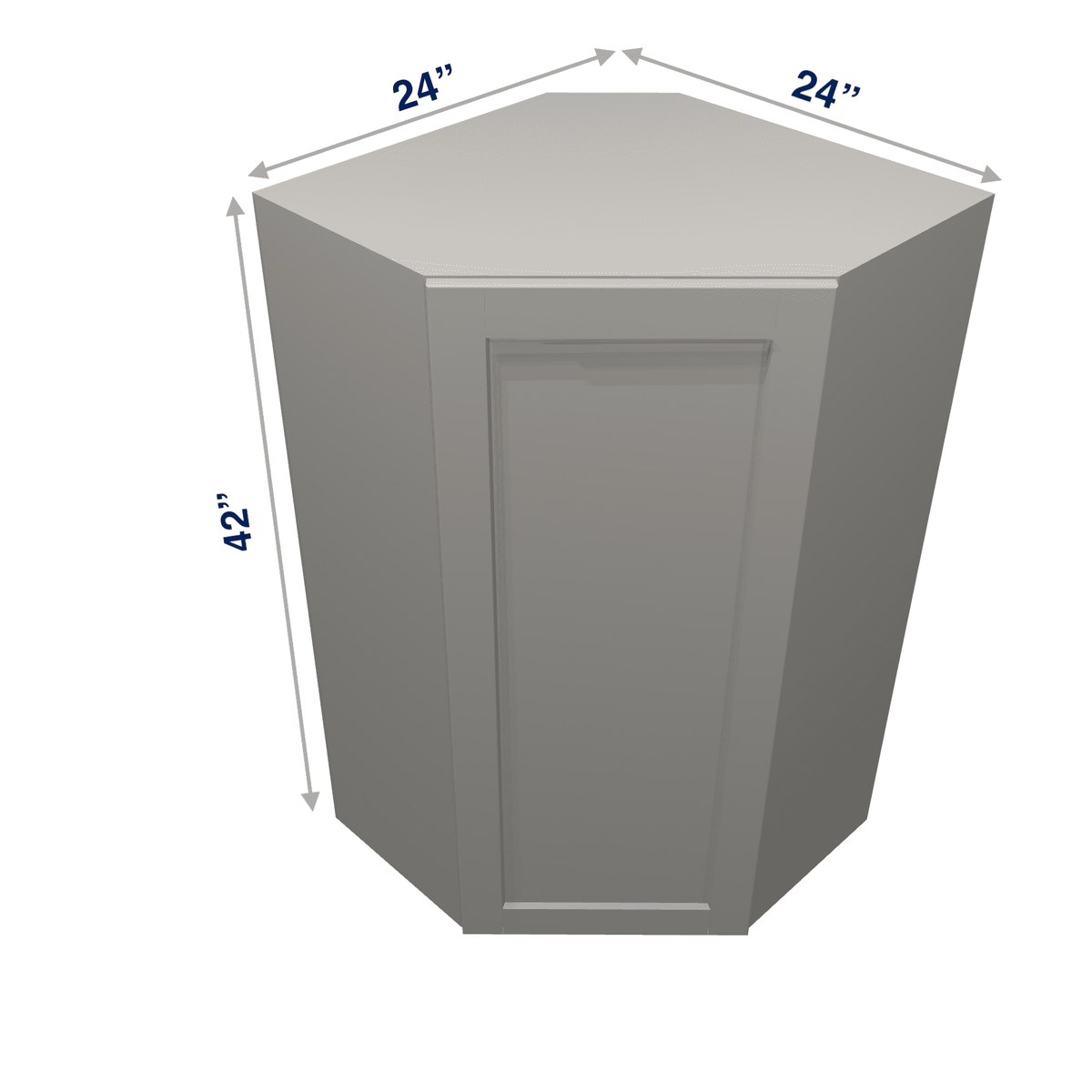 Misty-Grey Assembled Wall Cabinet Corner Diagonal 24" Deep