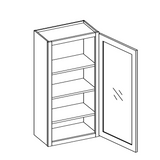 Edgeline White Wall Cabinet Glass 1 Door 15" Wide (Routed for Glass)