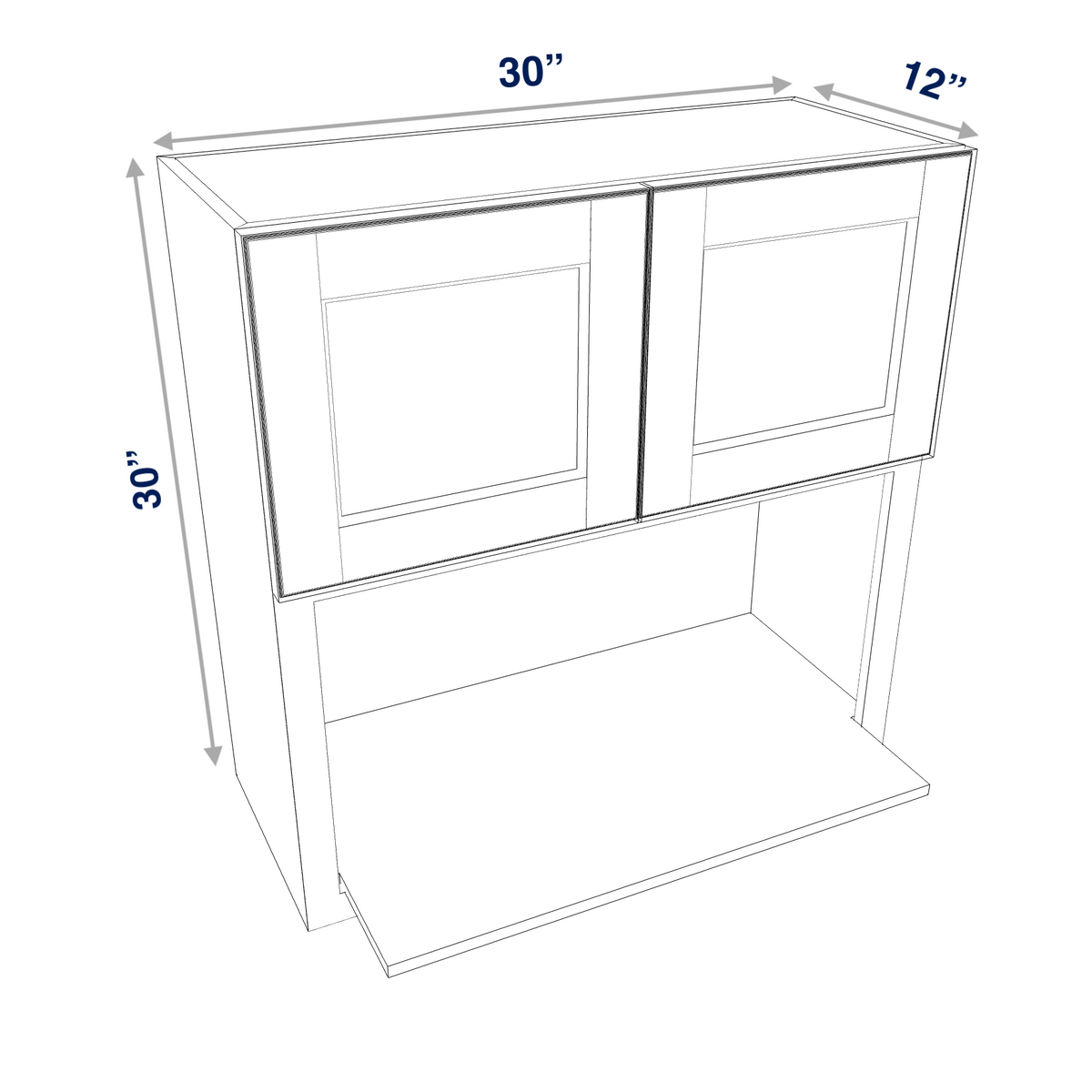 Smoky-Grey Assembled Wall Cabinet Microwave 30" Wide