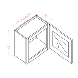 Haven-Ember Wall Cabinet Glass Stacker 12" High 1 Door (Routed for Glass)