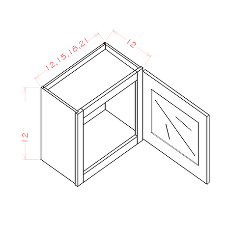 Shaker-Black Wall Cabinet Glass Stacker 12" High 1 Door (Routed for Glass)