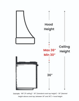 Haven Harbor Hood WIL 3V Wilmington Angled Walnut Band Smooth Wood - dimensions diagram