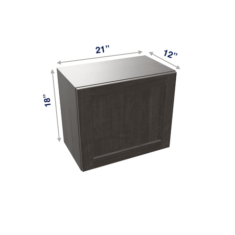 Smoky-Grey Assembled Wall Cabinet Abridged 18" High 1 Door 21" Wide