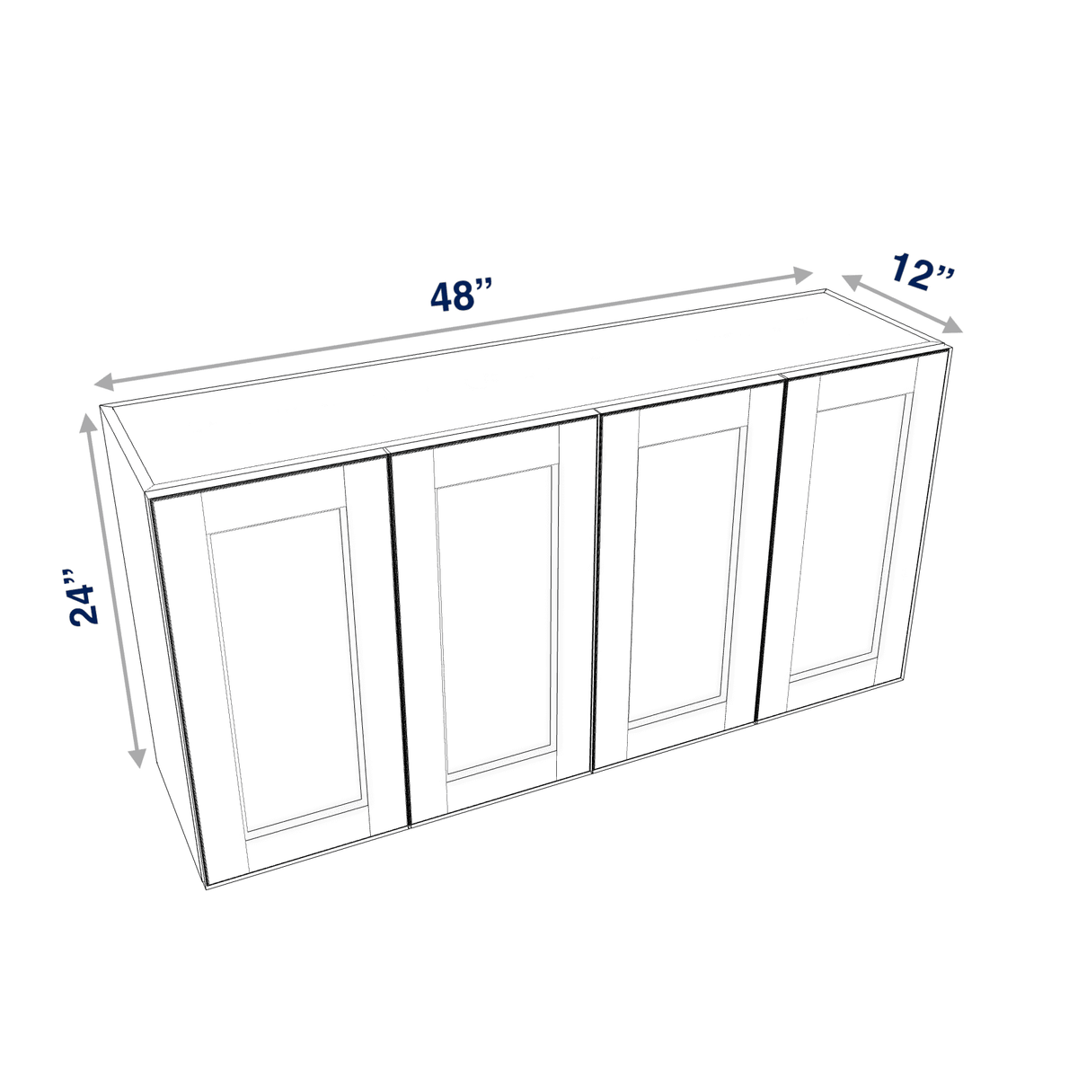 Smoky-Grey Assembled Wall Cabinet Abridged 24" High x 48" Wide 4 Door