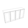 Smoky-Grey Assembled Wall Cabinet Abridged 24" High x 48" Wide 4 Door