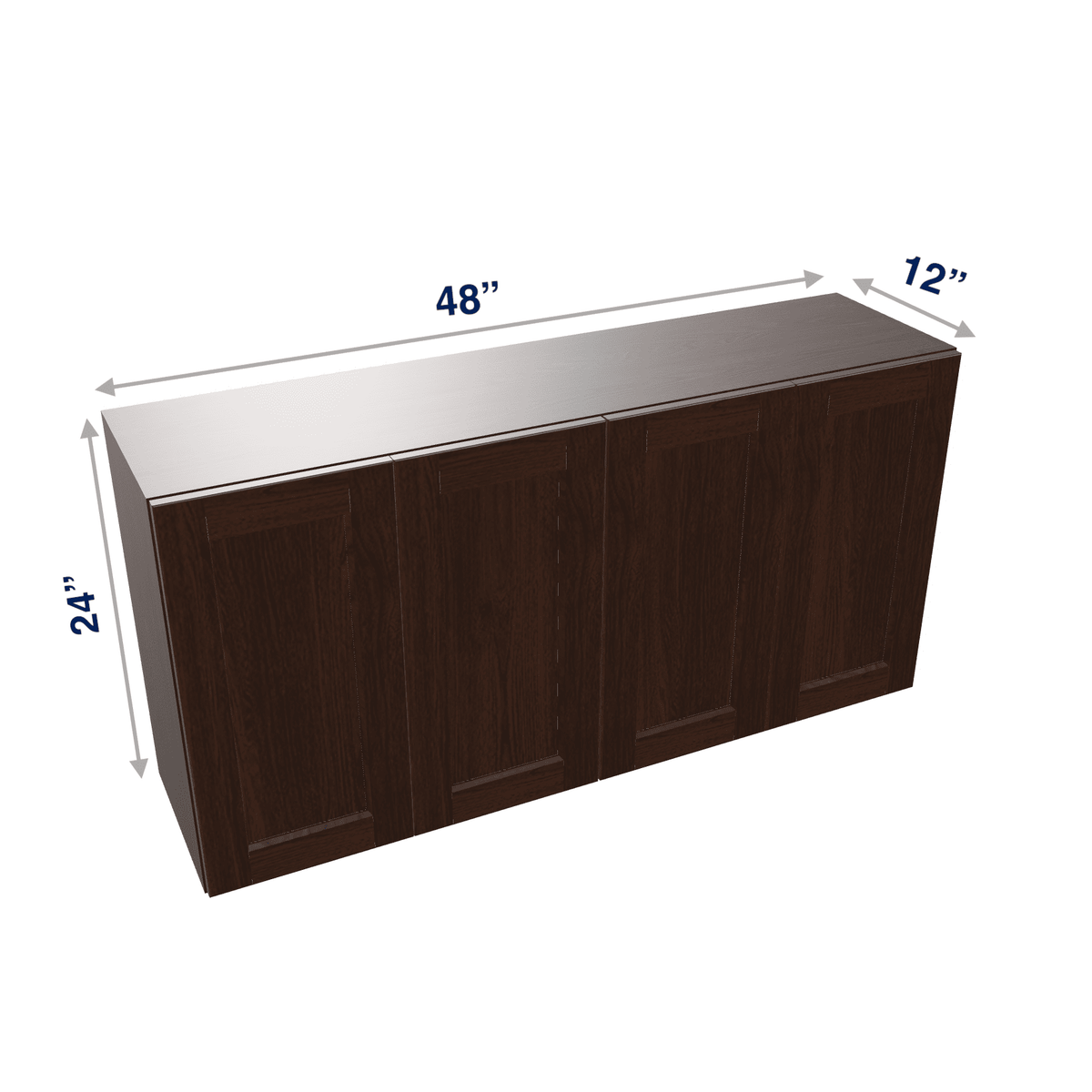 Espresso Assembled Wall Cabinet Abridged 24" High x 48" Wide 4 Door