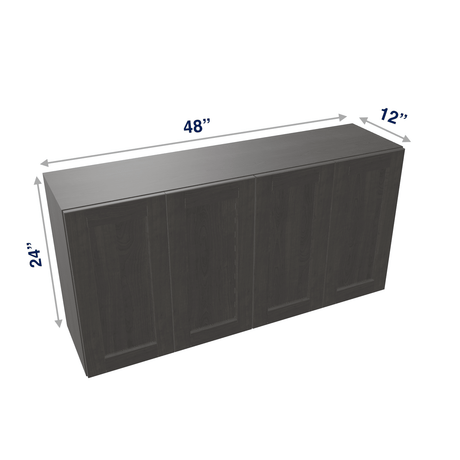 Smoky-Grey Assembled Wall Cabinet Abridged 24" High x 48" Wide 4 Door