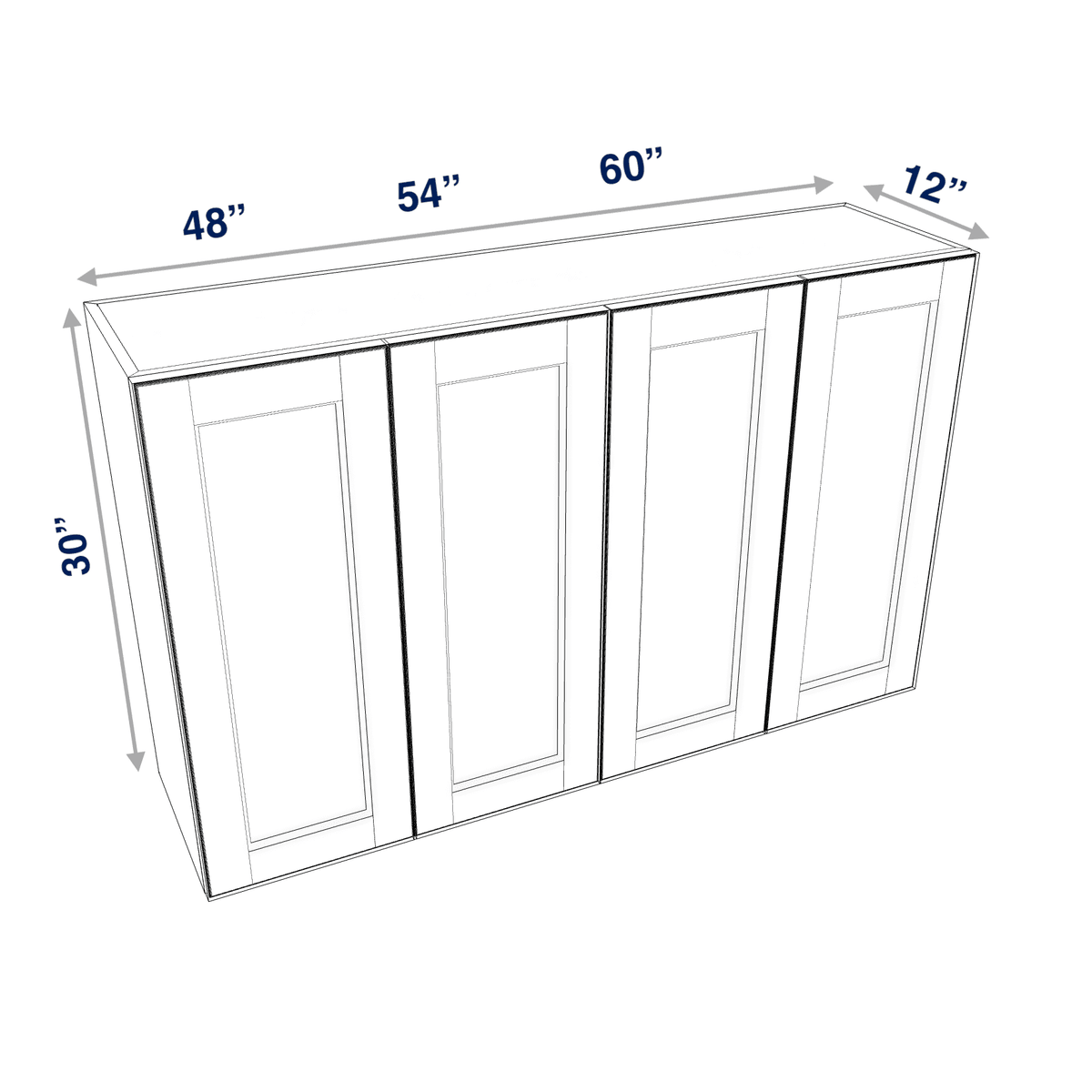 Smoky-Grey Assembled Wall Cabinet 4 Door 30" High