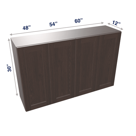 Espresso Assembled Wall Cabinet 4 Door 30" High