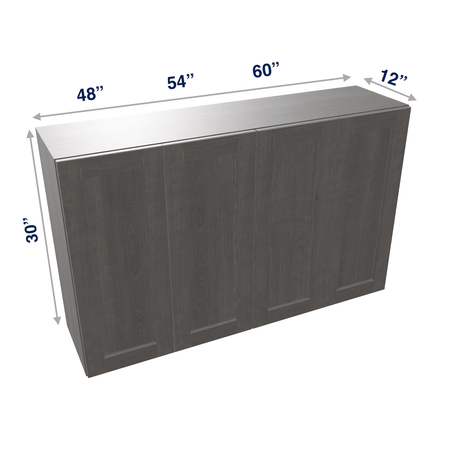 Smoky-Grey Assembled Wall Cabinet 4 Door 30" High